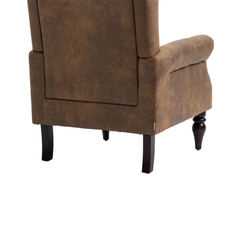 Modern Coffee Wood Frame Armchair with Sturdy Wood Legs and Microsuede Upholstery for Living Room-海智集-Default-