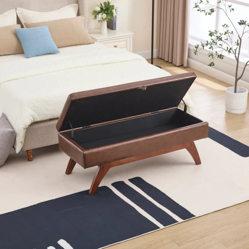COOLMORE Teddy wool fabric, solid wood feet for solid weighing, and bed end stool with storage function-海智集-Default-