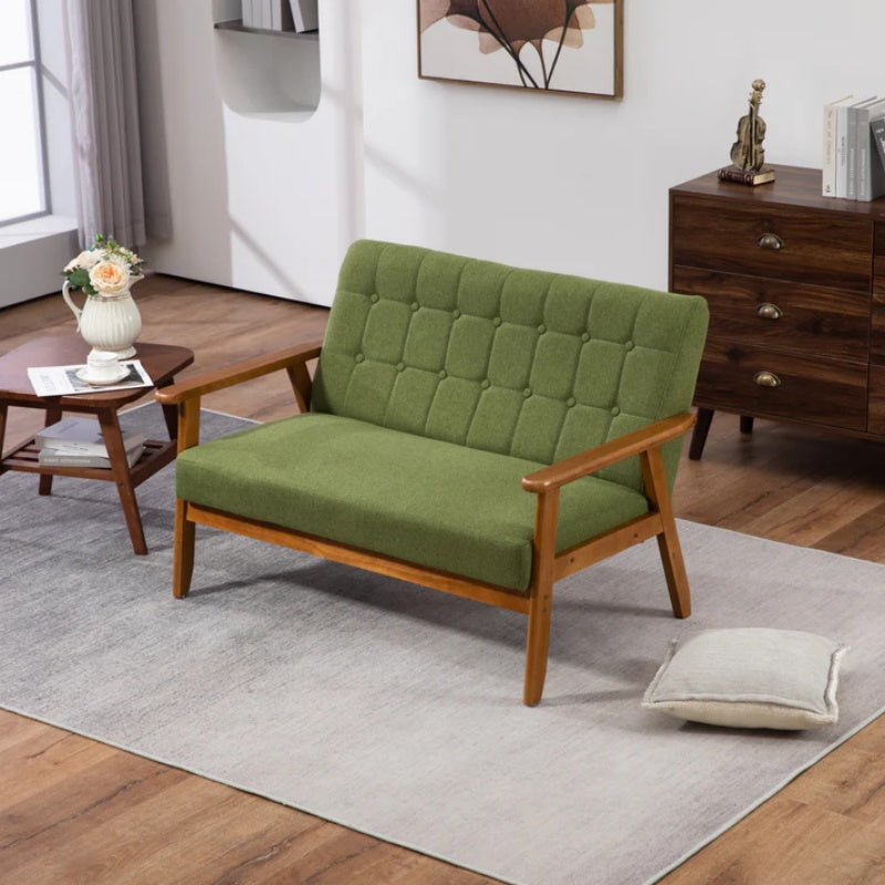 COOLMORE Mid-Century Modern Solid Loveseat Sofa Upholstered Linen Loveseat, 2-Seat Upholstered Loveseat Sofa Modern Couch-海智集-Default-