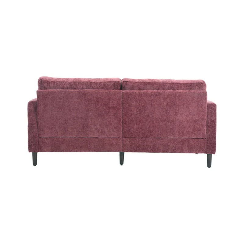 Mid Century Modern Chenille Fabric Loveseat Sofa, 2-Seat Upholstered Couch with Brown Wood Feet, Wine Red-海智集-Default-