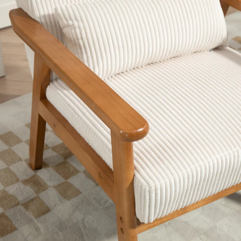 Leisure Chair with Solid Wood Armrest and Feet, Leisure chair, wood frame, velvet, l, solid rubber wood legs, Mid-Century Modern Accent chair, for Living Room Bedroom Studio chair-海智集-Default-