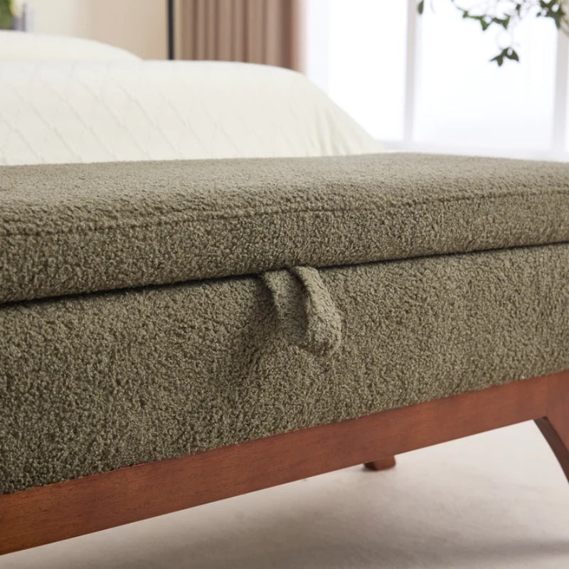 COOLMORE Teddy wool fabric, solid wood feet for solid weighing, and bed end stool with storage function-海智集-Default-