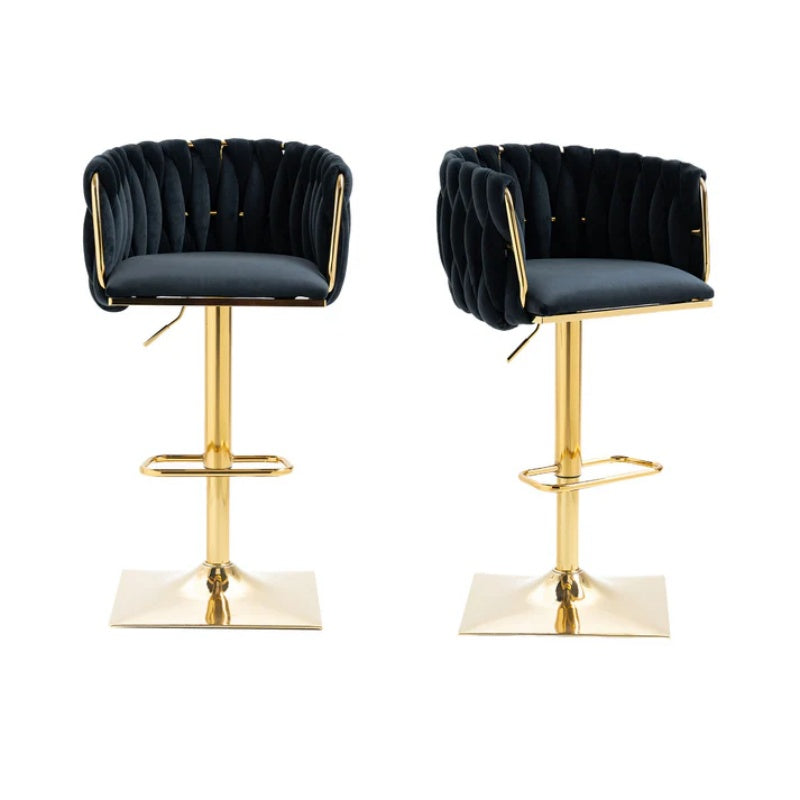 COOLMORE Vintage Bar Stools with Back and Footrest Counter Height Dining Chairs 2PC/SET-海智集-Default-