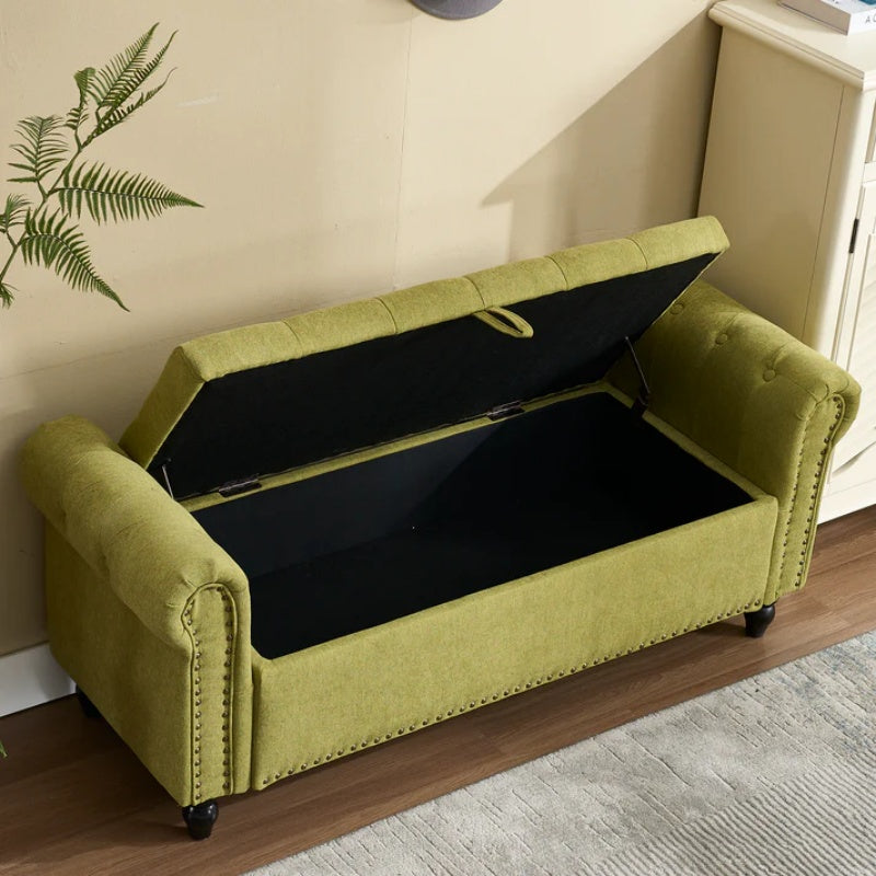 Coolmore Storage Ottoman 55.12 Inches Upholstered Fabric Storage Ottoman Bench,Button Tufted Ottoman with Storage for Living Room,Bedroom End of Bed Bench Withstands 275lbs-海智集-Default-