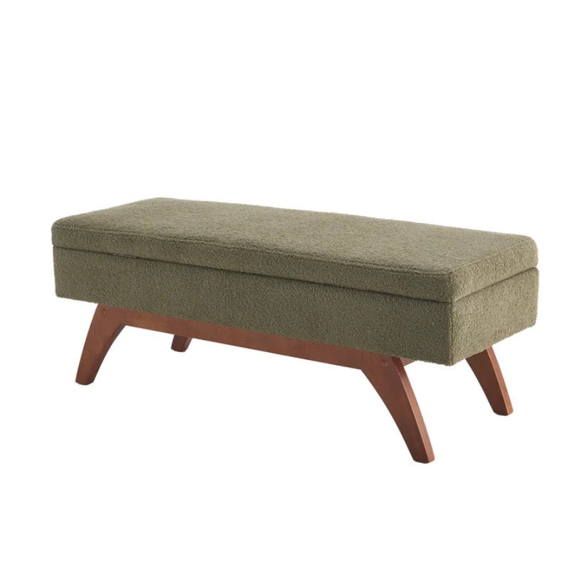 COOLMORE Teddy wool fabric, solid wood feet for solid weighing, and bed end stool with storage function-海智集-Default-