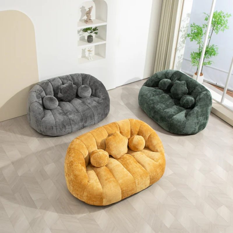Durable Comfort High Back Bean Bag Sofa Lounger for Adults and Kids, Gray Chenille-海智集-Default-