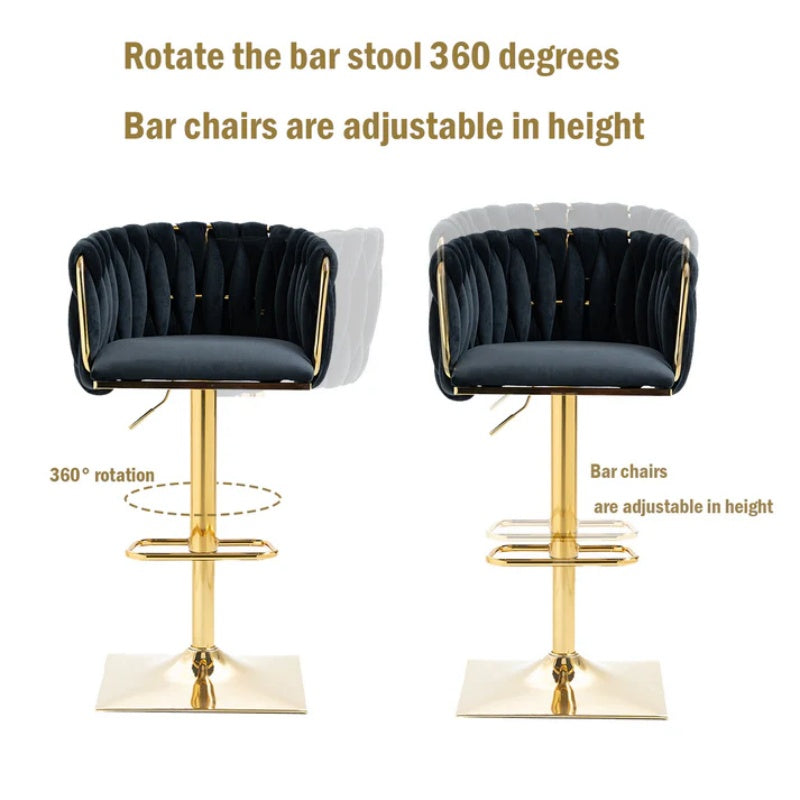 COOLMORE Vintage Bar Stools with Back and Footrest Counter Height Dining Chairs 2PC/SET-海智集-Default-