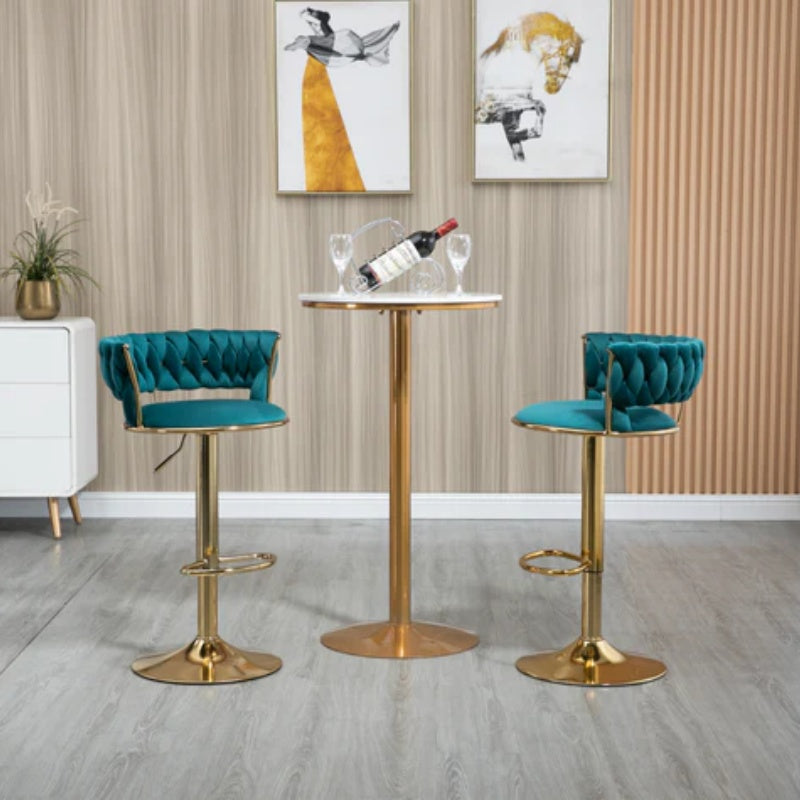 COOLMORE Swivel Bar Stools Set of 2 Adjustable Counter Height Chairs with Footrest for Kitchen, Dining Room 2PC/SET-海智集-Default-