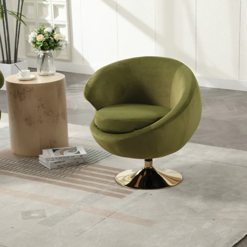 360 Degree Swivel Cuddle Barrel Accent Chairs, Round Armchairs with Wide Upholstered, Fluffy Fabric Chair for Living Room, Bedroom, Office, Waiting Rooms-海智集-Default-