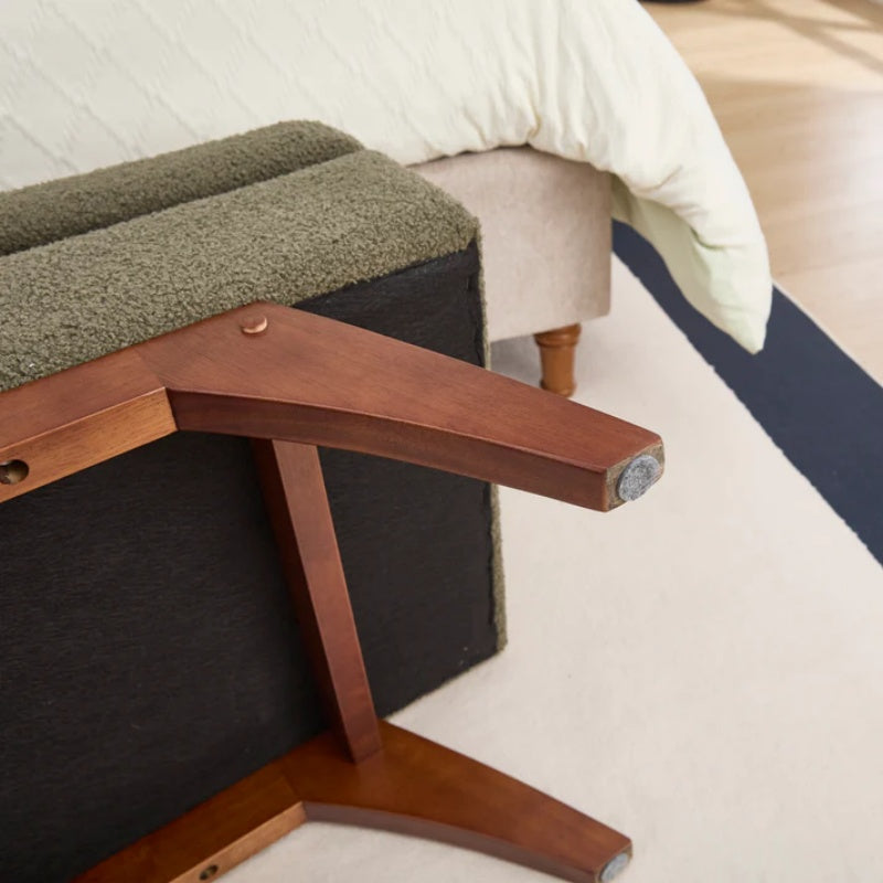 COOLMORE Teddy wool fabric, solid wood feet for solid weighing, and bed end stool with storage function-海智集-Default-