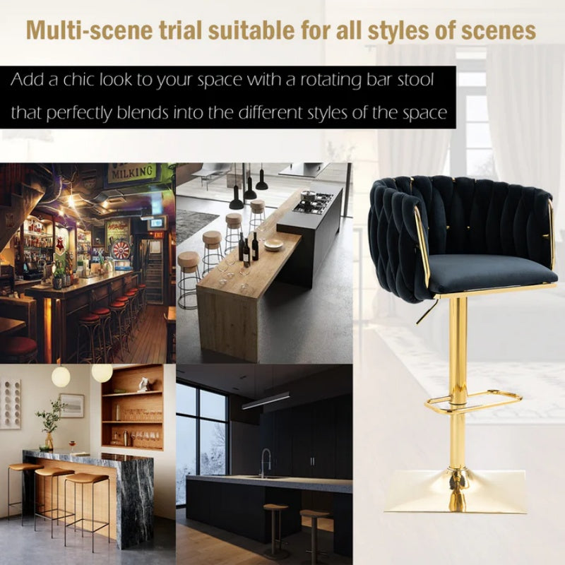 COOLMORE Vintage Bar Stools with Back and Footrest Counter Height Dining Chairs 2PC/SET-海智集-Default-