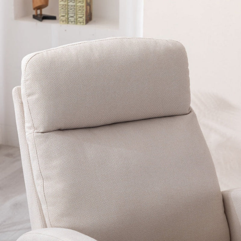 Rocking Chair, Modern Glider Chair, Recliner Armchair with Wood Legs and Side Pocket, Nursery Rocking Accent Chair with High Back for Living Room Bedroom (Beige linen)-海智集-Default-