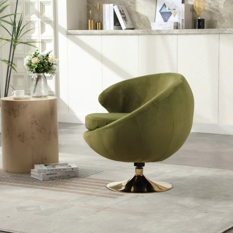 360 Degree Swivel Cuddle Barrel Accent Chairs, Round Armchairs with Wide Upholstered, Fluffy Fabric Chair for Living Room, Bedroom, Office, Waiting Rooms-海智集-Default-