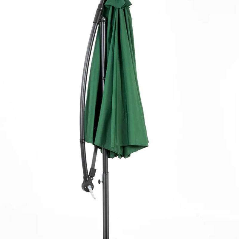 10ft Solar LED Offset Hanging Market Patio Umbrella ( Dark green )(No Base)-海智集-Default-