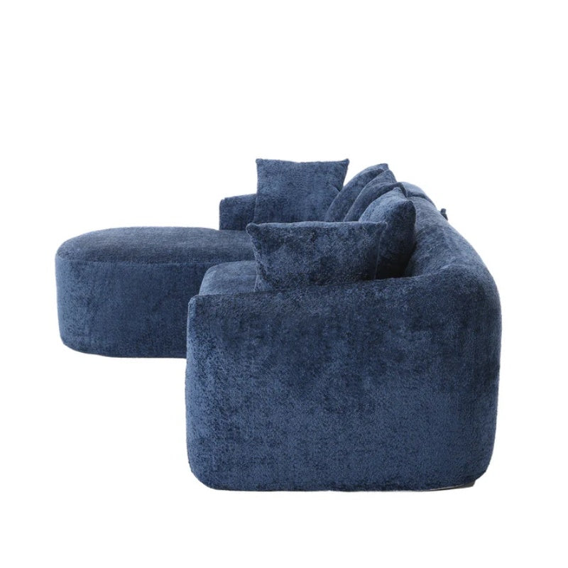 COOLMORE Boucle Sofa 3 Seater for Living Room Oversized Comfy Sofa L-Shape Sofa Couch with Chaise Home Furniture Sleeper Sectional Sofa for Apartment, Office Left Hand Facing (Blue)-海智集-Default-