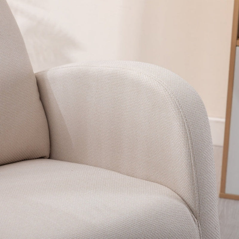 Rocking Chair, Modern Glider Chair, Recliner Armchair with Wood Legs and Side Pocket, Nursery Rocking Accent Chair with High Back for Living Room Bedroom (Beige linen)-海智集-Default-