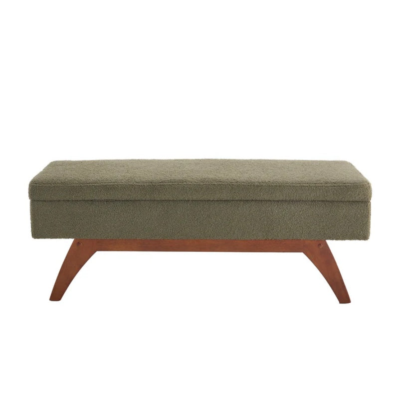 COOLMORE Teddy wool fabric, solid wood feet for solid weighing, and bed end stool with storage function-海智集-Default-