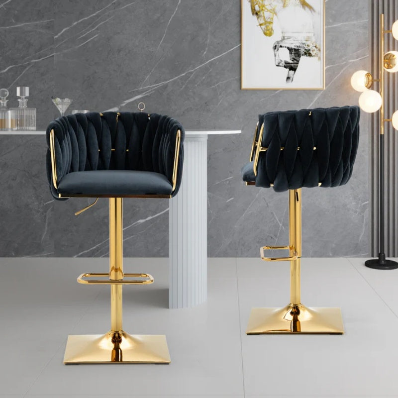 COOLMORE Vintage Bar Stools with Back and Footrest Counter Height Dining Chairs 2PC/SET-海智集-Default-