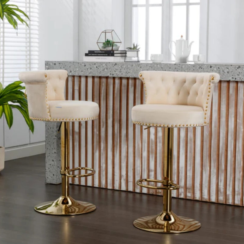 COOLMORE Swivel Bar Stools Set of 2 Adjustable Counter Height Chairs with Footrest for Kitchen, Dining Room 2PC/SET-海智集-Default-