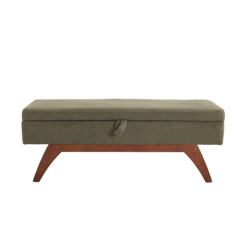COOLMORE Teddy wool fabric, solid wood feet for solid weighing, and bed end stool with storage function-海智集-Default-