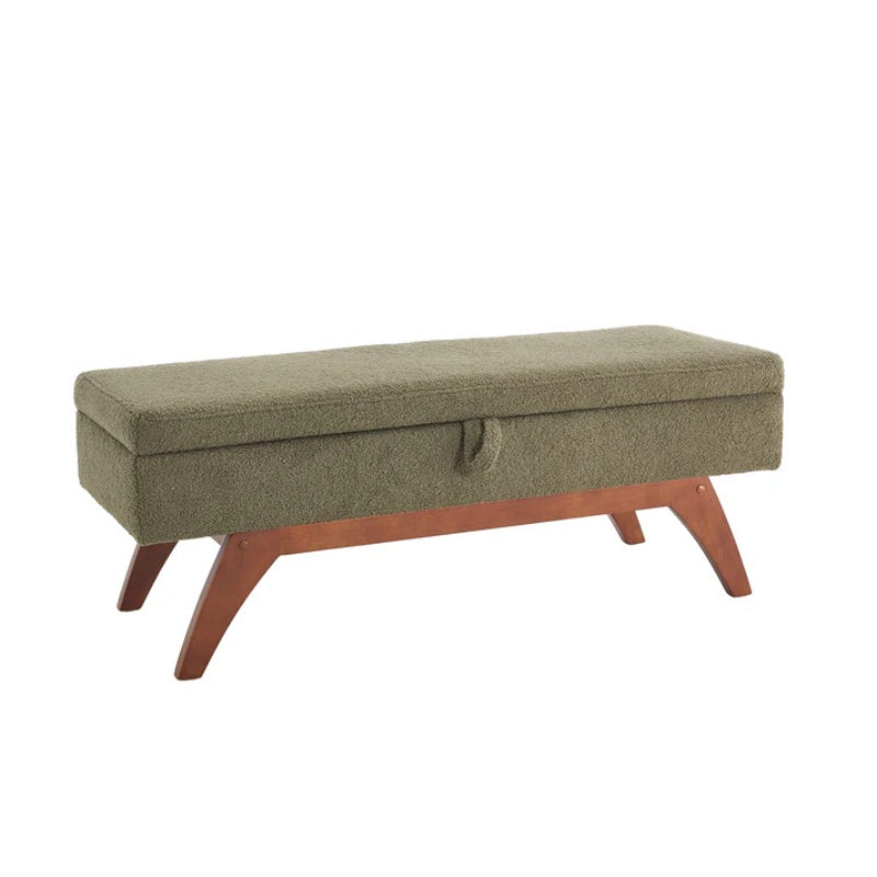 COOLMORE Teddy wool fabric, solid wood feet for solid weighing, and bed end stool with storage function-海智集-Default-