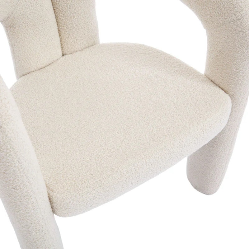 COOLMORE Contemporary Designed Velvet Fabric Upholstered Accent/Dining Chair Beige Teddy Armchair Set of 2-海智集-Default-