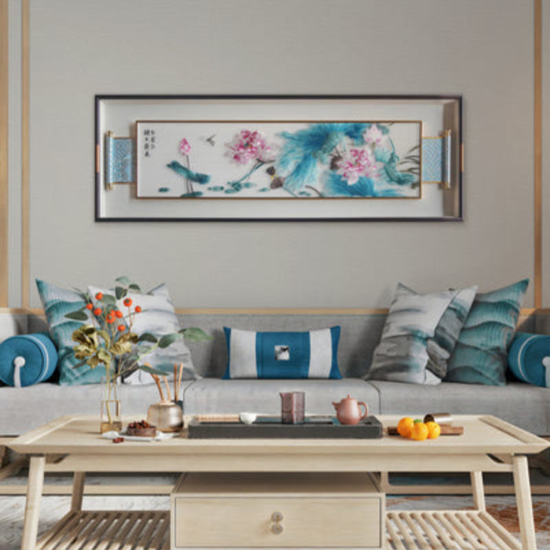 New Chinese Style Flower&Bird Painting - Silk Scroll Wall Art with Black Frame-海智集-
