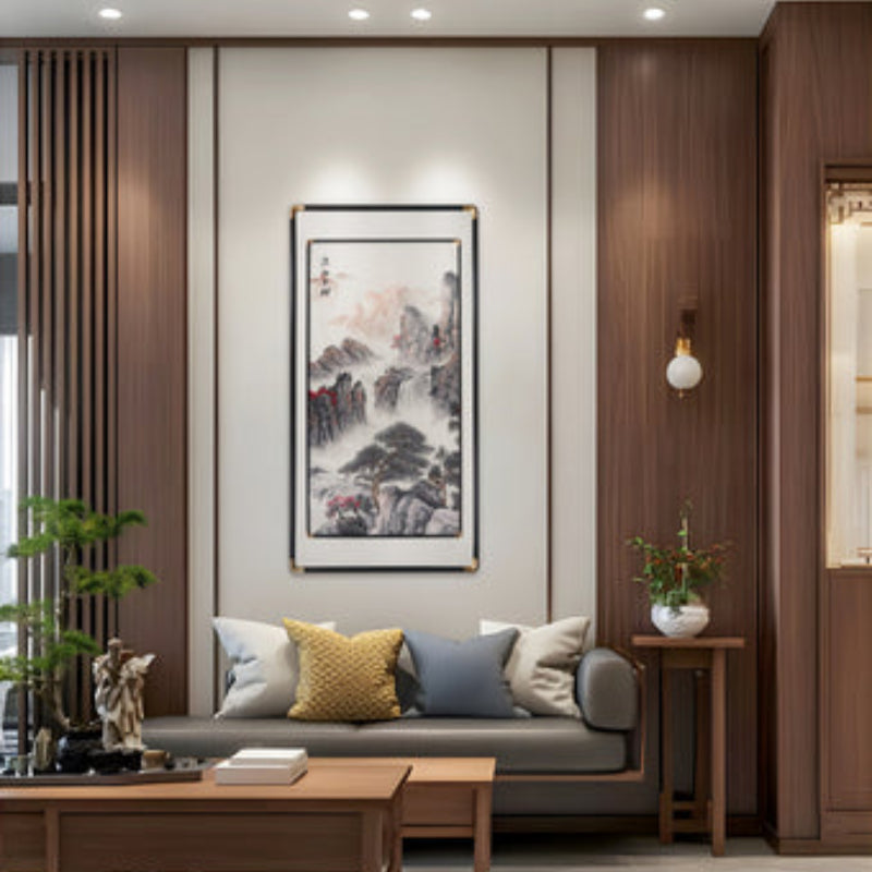 New Chinese Style Embroidered Wall Art - Handmade Silk Painting with Floral/Bird Designs, Framed Oriental Home Decor for Living Room & Bedroom-海智集-