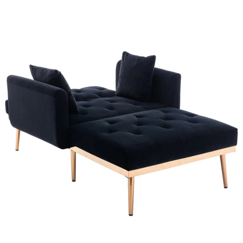 COOLMORE fashionable and classic style chaise lounge chair / accent chair for Living Room, bedroom (Black Velvet)-海智集-Default-