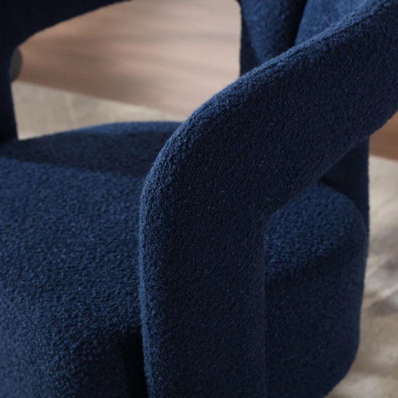 COOLMORE 360 Degree Swivel Cuddle Barrel Accent Chairs, Round Armchairs with Wide Upholstered, Fluffy Fabric Chair for Living Room, Bedroom, Office, Waiting Rooms (Navy Boucle)-海智集-Default-