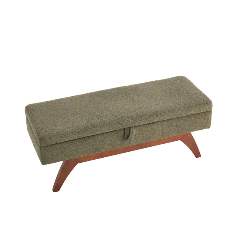 COOLMORE Teddy wool fabric, solid wood feet for solid weighing, and bed end stool with storage function-海智集-Default-