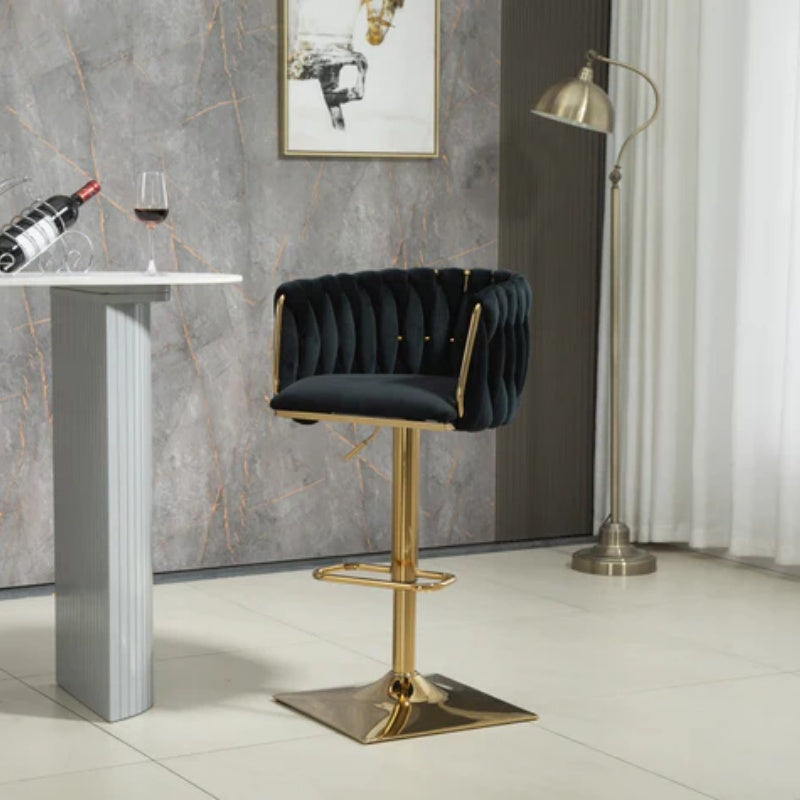 COOLMORE Vintage Bar Stools with Back and Footrest Counter Height Dining Chairs 2PC/SET-海智集-Default-