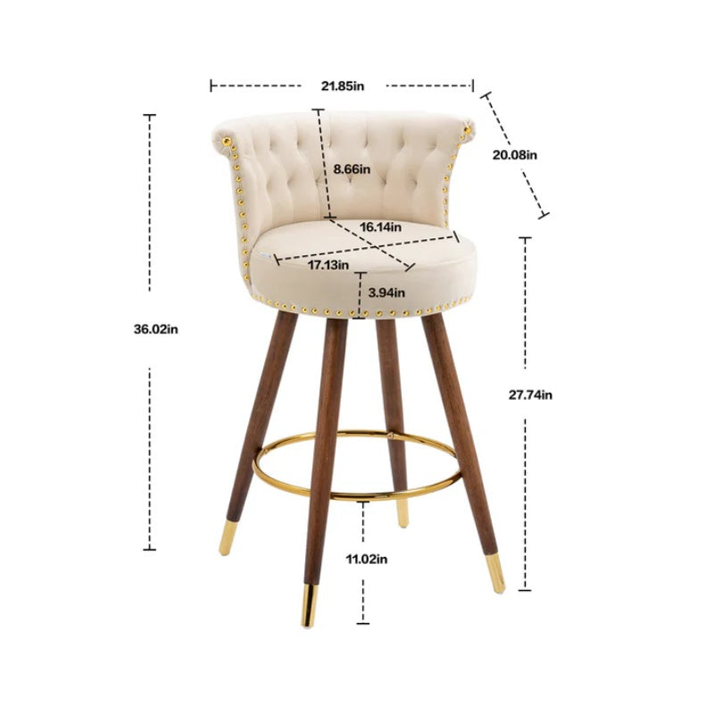 COOLMORE Swivel Bar Stools with Backrest Footrest ,with a fixed height of 360 degrees-海智集-Default-