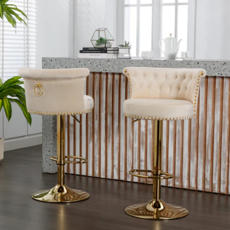 COOLMORE Swivel Bar Stools Set of 2 Adjustable Counter Height Chairs with Footrest for Kitchen, Dining Room 2PC/SET-海智集-Default-