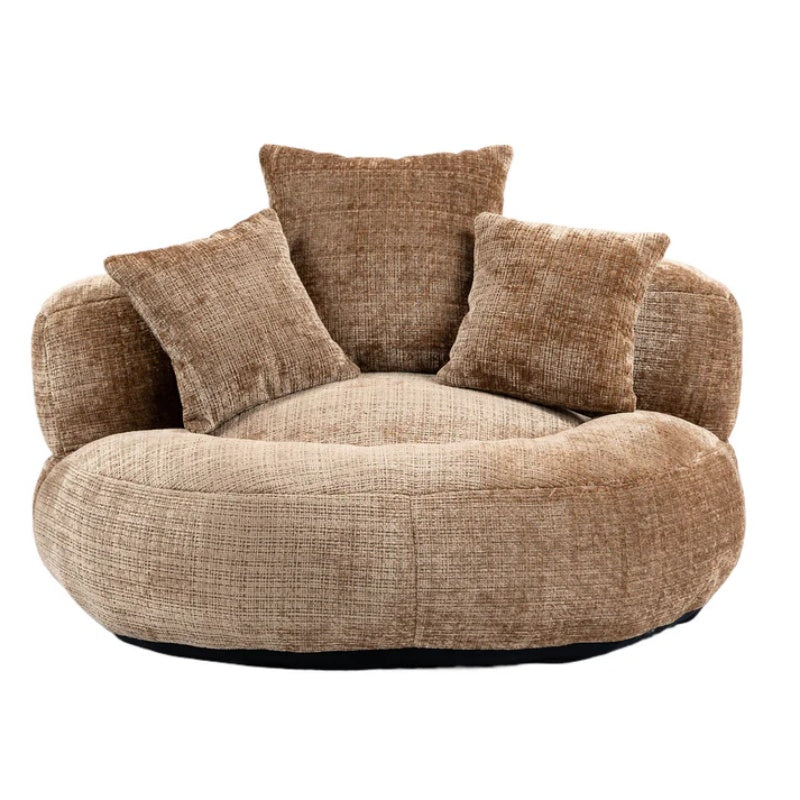 Lazy Sofa Durable Comfort Lounger High Back Bean Bag Chair with Three Pillows, Coffee Chenille, 42.52 inches-海智集-Default-