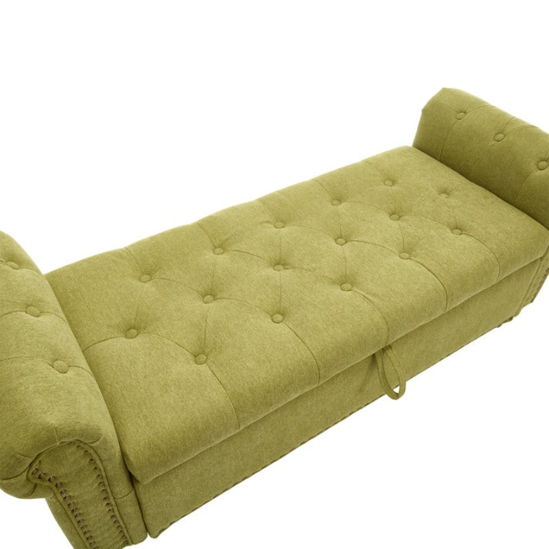Coolmore Storage Ottoman 55.12 Inches Upholstered Fabric Storage Ottoman Bench,Button Tufted Ottoman with Storage for Living Room,Bedroom End of Bed Bench Withstands 275lbs-海智集-Default-