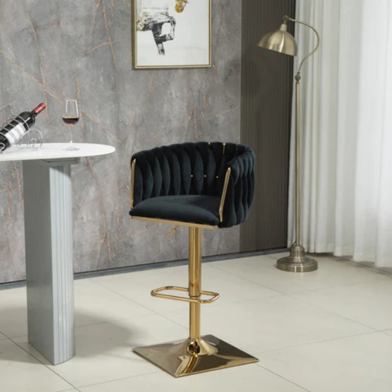 COOLMORE Vintage Bar Stools with Back and Footrest Counter Height Dining Chairs 2PC/SET-海智集-Default-