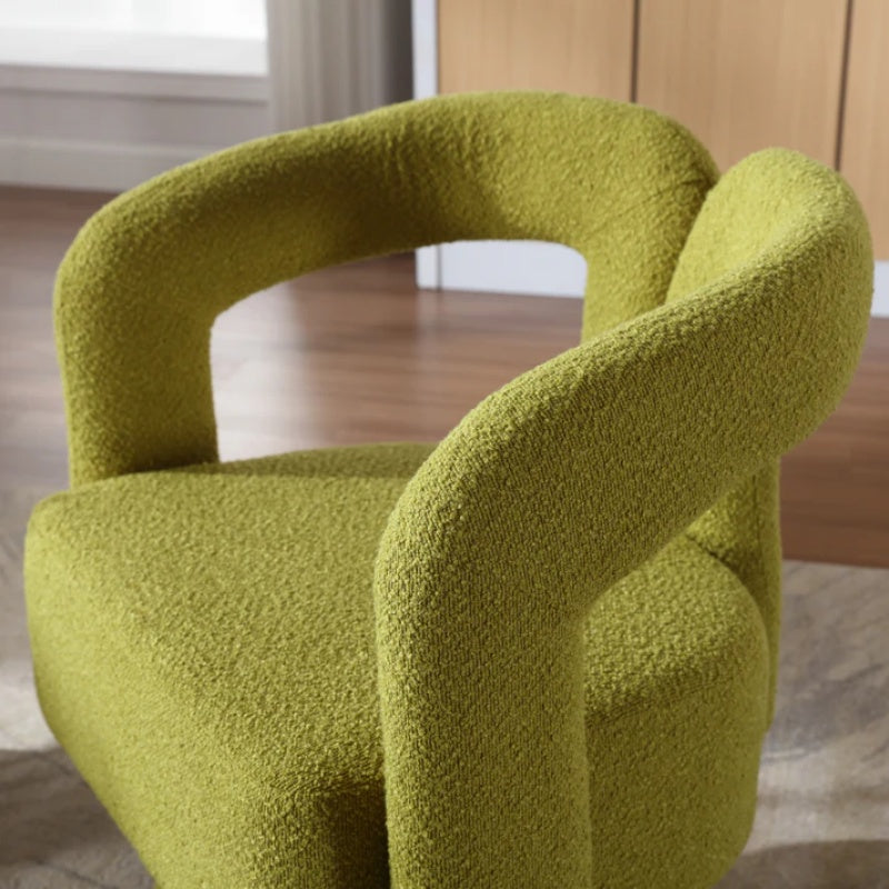 COOLMORE 360 Degree Swivel Cuddle Barrel Accent Chairs, Round Armchairs with Wide Upholstered, Fluffy Fabric Chair for Living Room, Bedroom, Office, Waiting Rooms (Olive Green Boucle)-海智集-Default-