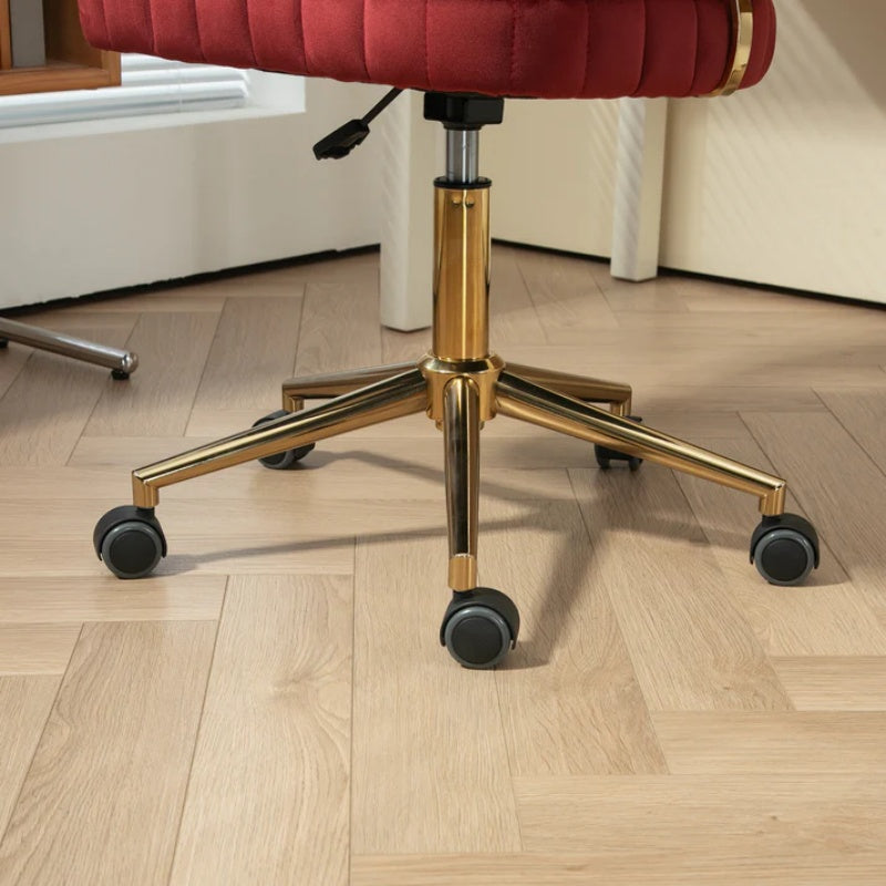 Velvet Home Office Desk Chair, Modern Cute Computer Chair with Swivel Wheels, Height Adjustable, Wine Red Velvet-海智集-Default-