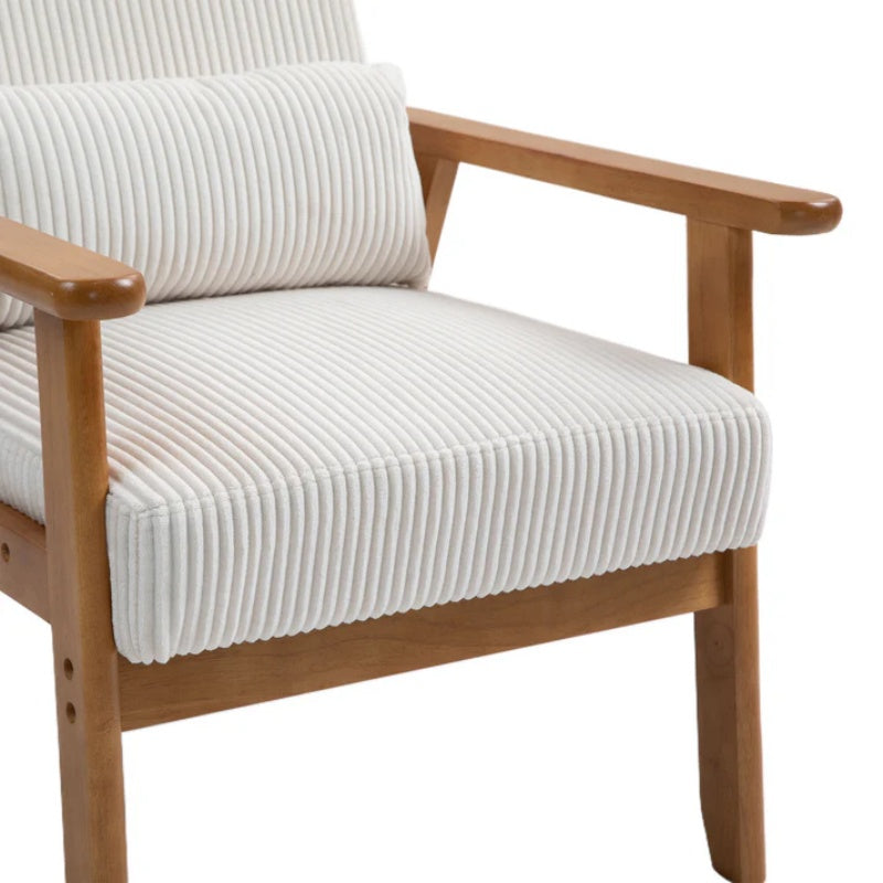Leisure Chair with Solid Wood Armrest and Feet, Leisure chair, wood frame, velvet, l, solid rubber wood legs, Mid-Century Modern Accent chair, for Living Room Bedroom Studio chair-海智集-Default-