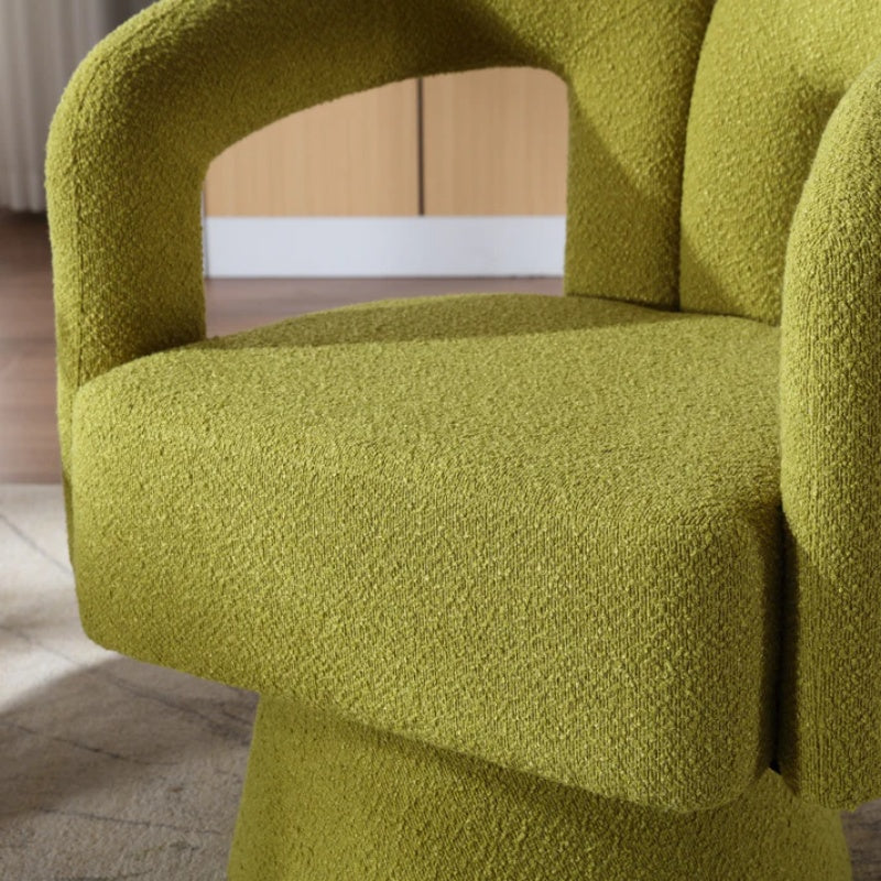 COOLMORE 360 Degree Swivel Cuddle Barrel Accent Chairs, Round Armchairs with Wide Upholstered, Fluffy Fabric Chair for Living Room, Bedroom, Office, Waiting Rooms (Olive Green Boucle)-海智集-Default-