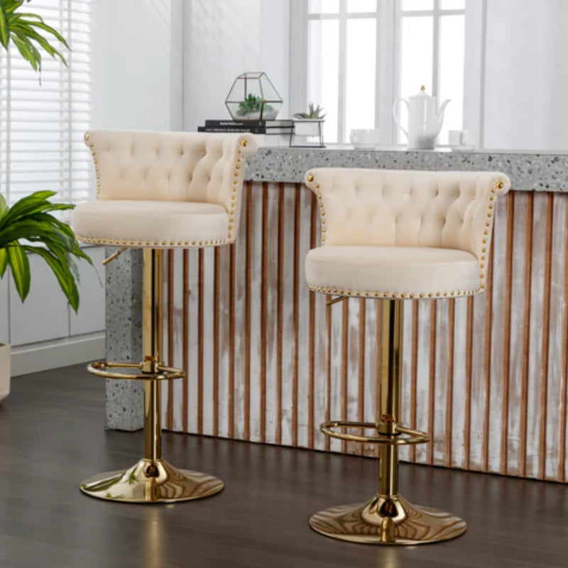 COOLMORE Swivel Bar Stools Set of 2 Adjustable Counter Height Chairs with Footrest for Kitchen, Dining Room 2PC/SET-海智集-Default-