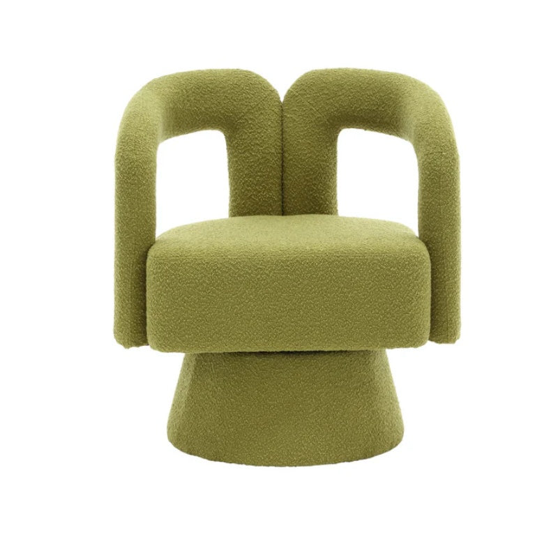 COOLMORE 360 Degree Swivel Cuddle Barrel Accent Chairs, Round Armchairs with Wide Upholstered, Fluffy Fabric Chair for Living Room, Bedroom, Office, Waiting Rooms (Olive Green Boucle)-海智集-Default-