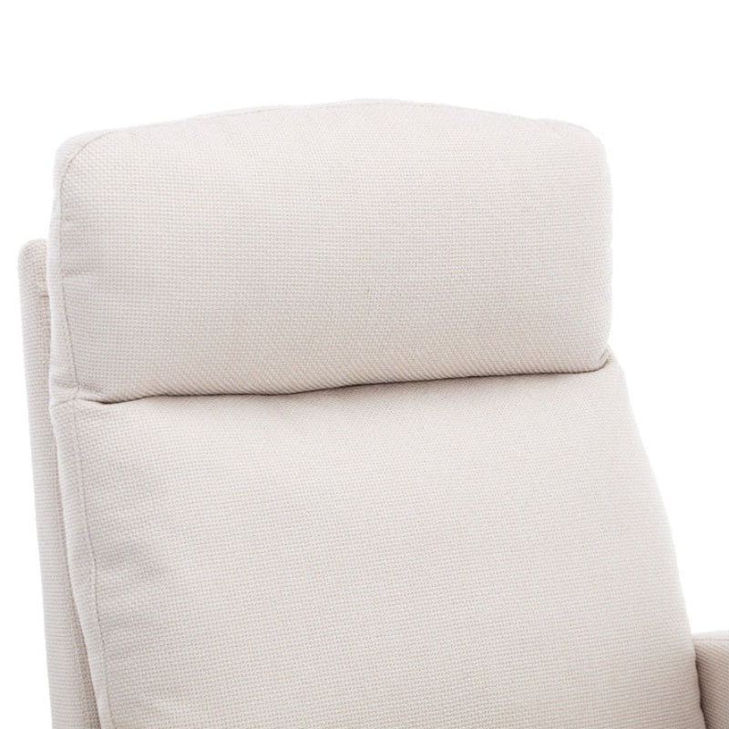 Rocking Chair, Modern Glider Chair, Recliner Armchair with Wood Legs and Side Pocket, Nursery Rocking Accent Chair with High Back for Living Room Bedroom (Beige linen)-海智集-Default-