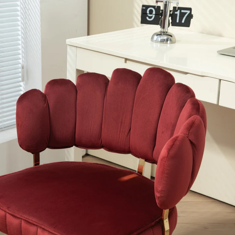 Velvet Home Office Desk Chair, Modern Cute Computer Chair with Swivel Wheels, Height Adjustable, Wine Red Velvet-海智集-Default-