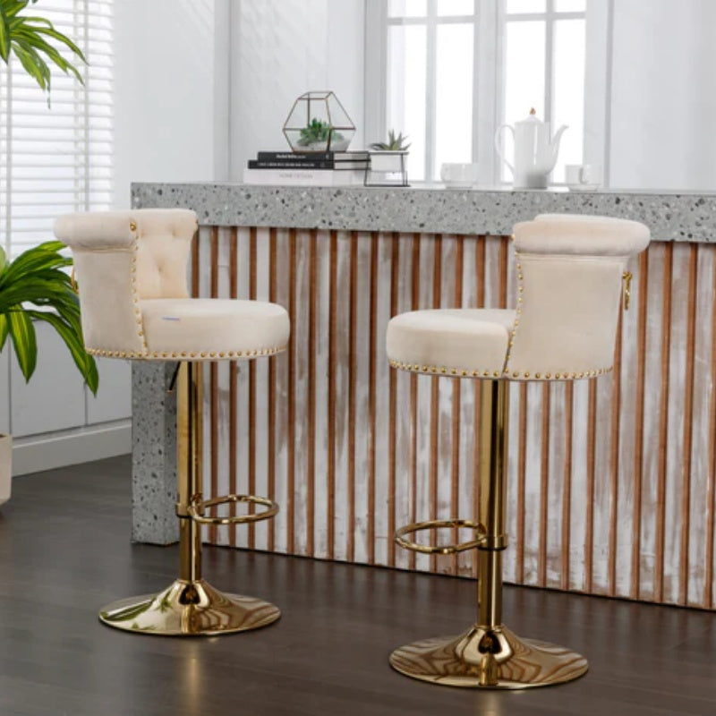 COOLMORE Swivel Bar Stools Set of 2 Adjustable Counter Height Chairs with Footrest for Kitchen, Dining Room 2PC/SET-海智集-Default-