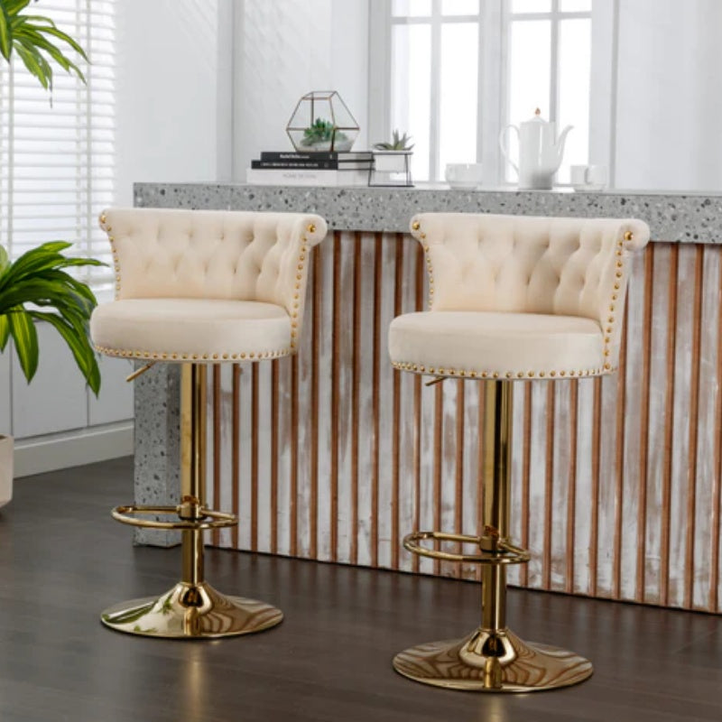 COOLMORE Swivel Bar Stools Set of 2 Adjustable Counter Height Chairs with Footrest for Kitchen, Dining Room 2PC/SET-海智集-Default-