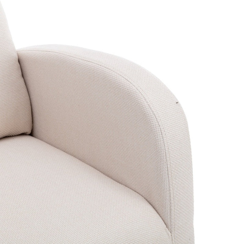 Rocking Chair, Modern Glider Chair, Recliner Armchair with Wood Legs and Side Pocket, Nursery Rocking Accent Chair with High Back for Living Room Bedroom (Beige linen)-海智集-Default-