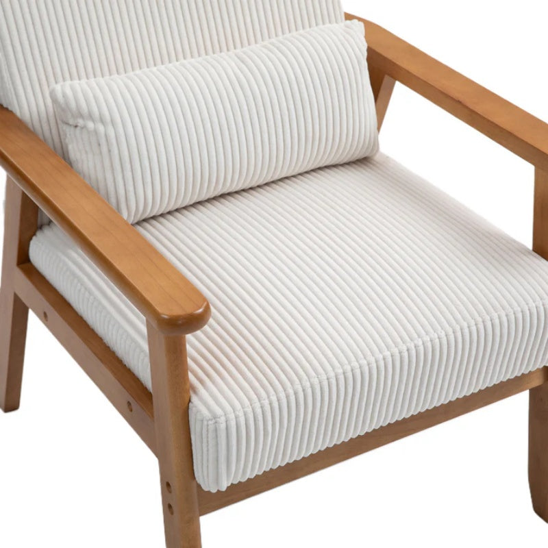 Leisure Chair with Solid Wood Armrest and Feet, Leisure chair, wood frame, velvet, l, solid rubber wood legs, Mid-Century Modern Accent chair, for Living Room Bedroom Studio chair-海智集-Default-
