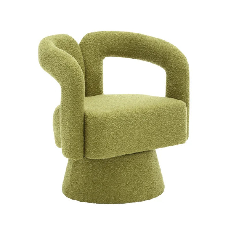 COOLMORE 360 Degree Swivel Cuddle Barrel Accent Chairs, Round Armchairs with Wide Upholstered, Fluffy Fabric Chair for Living Room, Bedroom, Office, Waiting Rooms (Olive Green Boucle)-海智集-Default-